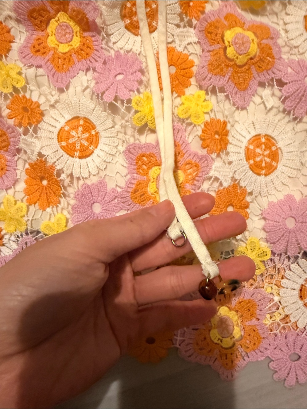 Zara Crochet Floral Mini Skirt in Pink, Yellow & White - Picture 4 of 5